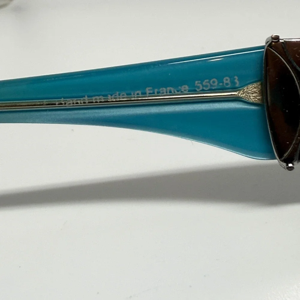 Robert La Roche Sunglasses Handmade in France 559-83 Brown Teal Oval Frame 22437